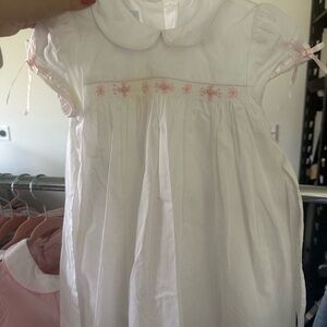 White Baby Dress with Pink Embroidery